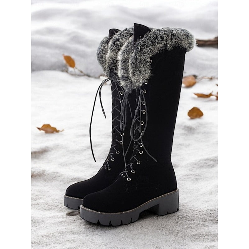 Bottes à lacets bordées de fourrure pour femmes