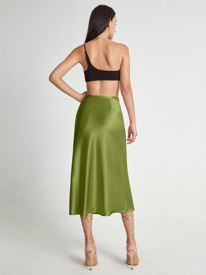 Jupe midi fluide taille haute coupe évasée pour femmes