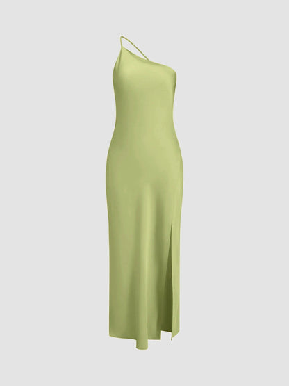 Robe Midi à Une Épaule avec Fente Latérale pour Femme | Idéale pour les Soirées ou Occasions Spéciales