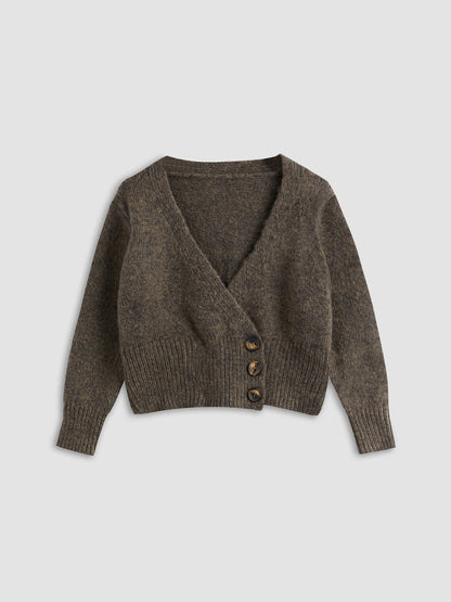 Cardigan Court Boutonné avec Encolure en V pour Femme | Idéal pour Superposition