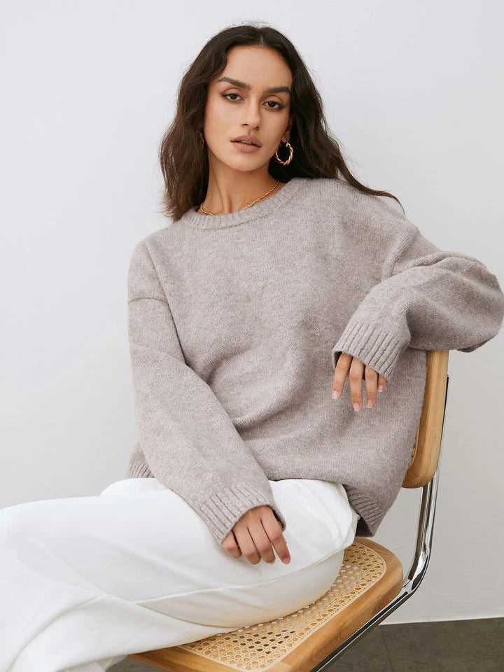 Pull À Col Rond En Maille pour Femme | Idéal pour Les Journées Fraîches