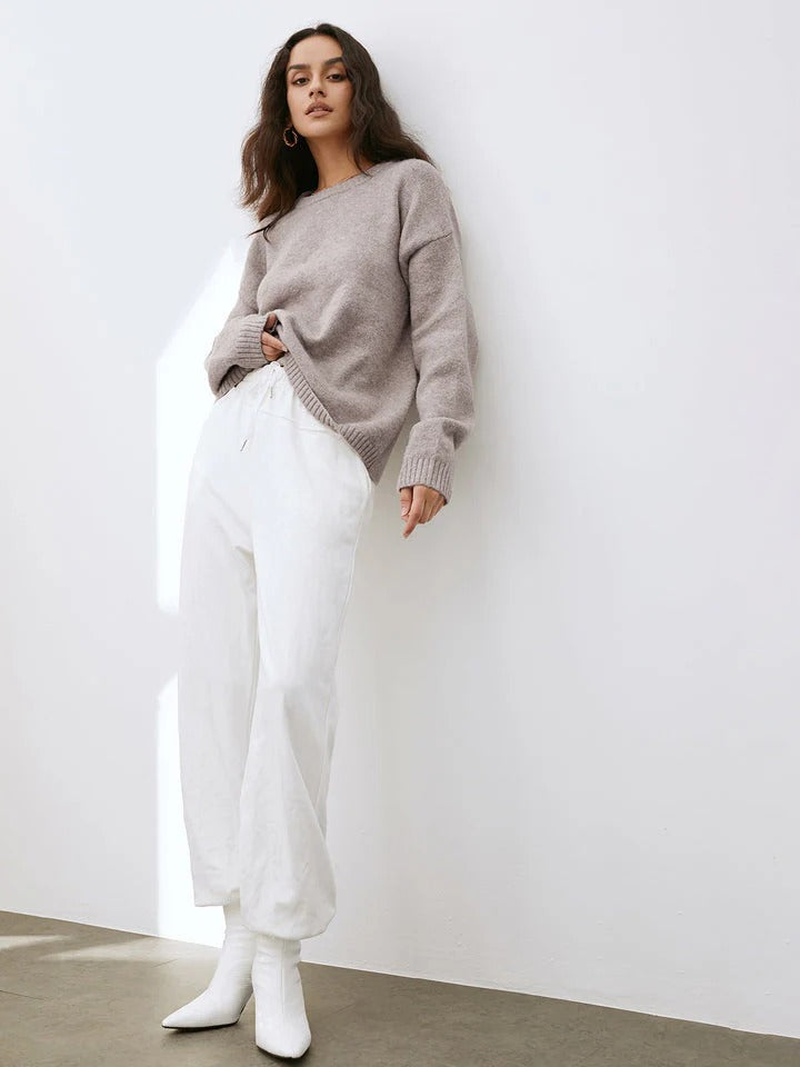 Pull À Col Rond En Maille pour Femme | Idéal pour Les Journées Fraîches