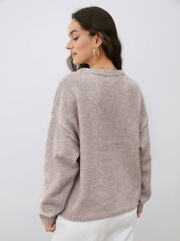 Pull À Col Rond En Maille pour Femme | Idéal pour Les Journées Fraîches