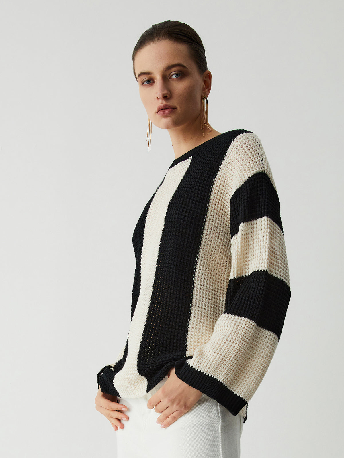 Pull À Rayures Verticales Avec Manches Longues Pour Femme | Idéal Pour Un Usage Quotidien