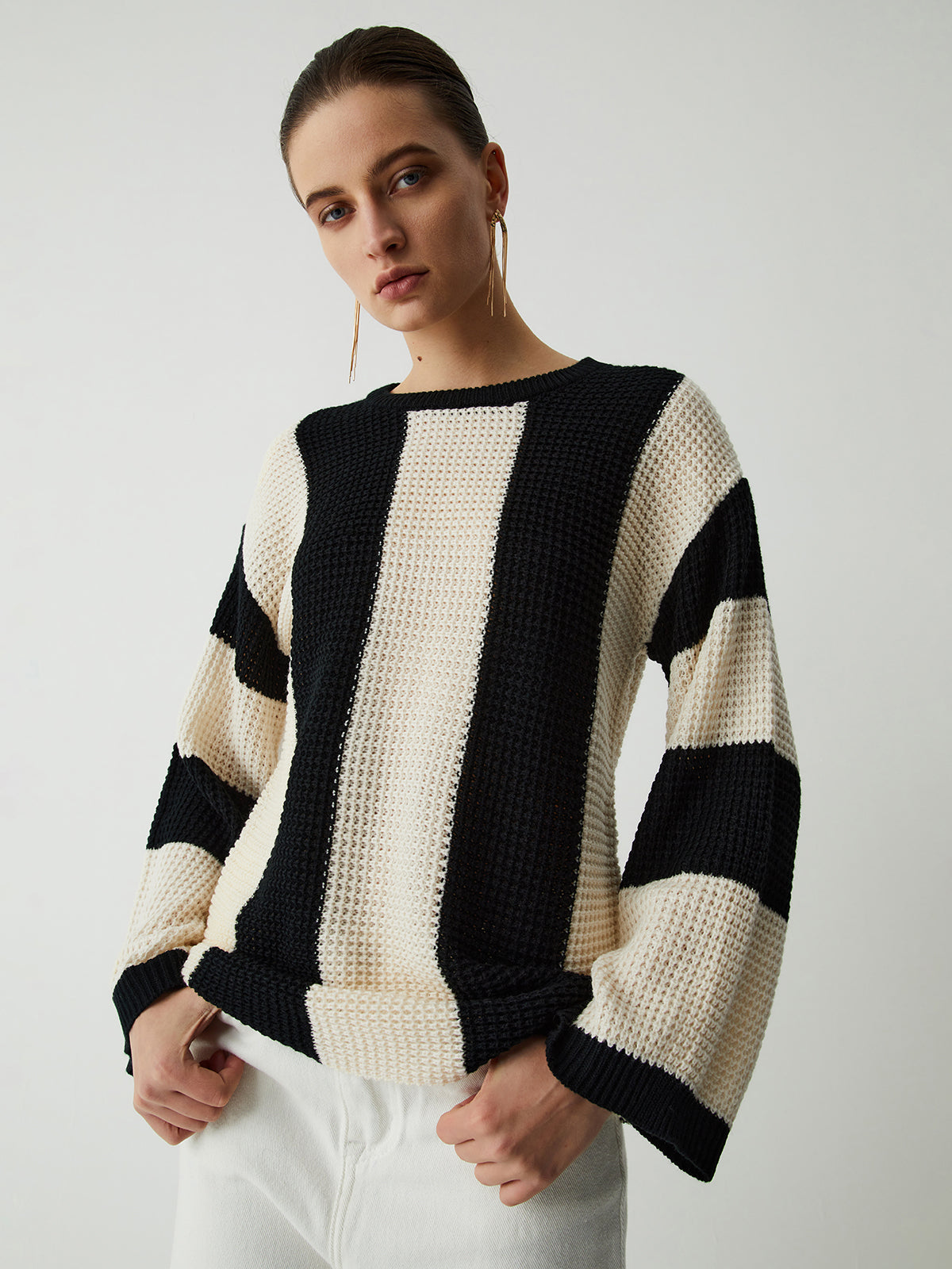 Pull À Rayures Verticales Avec Coupe Ample Pour Femmes | Idéal Pour Tenues Quotidiennes