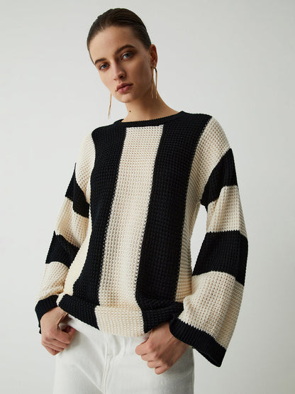 Pull À Rayures Verticales Avec Coupe Ample Pour Femmes | Idéal Pour Tenues Quotidiennes