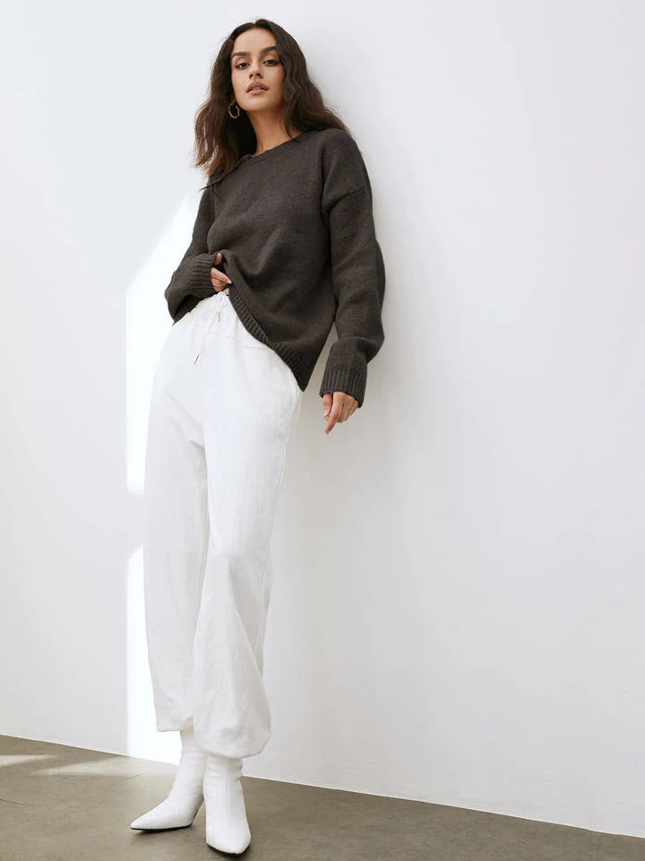 Pull À Col Rond En Maille pour Femme | Idéal pour Les Journées Fraîches