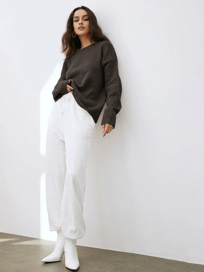 Pull À Col Rond En Maille pour Femme | Idéal pour Les Journées Fraîches