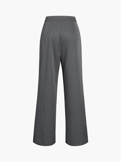Pantalon à Rayures Fines avec Coupe Droite et Taille Structurée pour Femme | Idéal pour Bureau et Quotidien