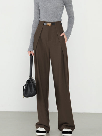 Pantalon Droit avec Poches et Taille Haute pour Femme | Idéal pour le Bureau et les Loisirs