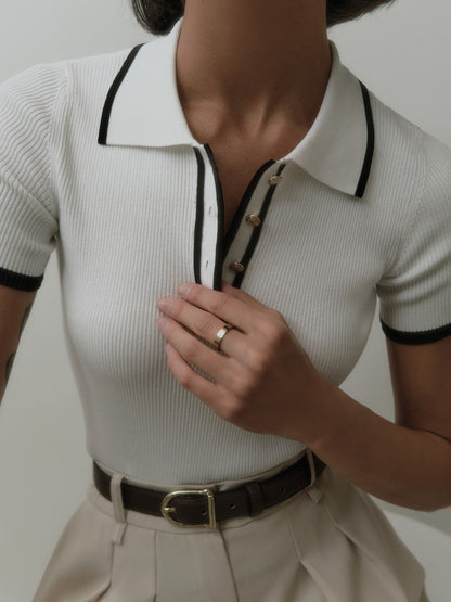 Haut Polo Côtelé Avec Boutons Pour Femme | Idéal Pour Un Usage Quotidien