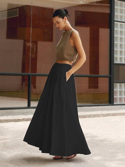 Jupe Plissée Fluide à Taille Élastique pour Femme | Idéale pour le Bureau ou les Sorties Quotidiennes