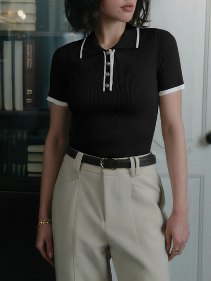 Haut Polo Côtelé Avec Boutons Pour Femme | Idéal Pour Un Usage Quotidien