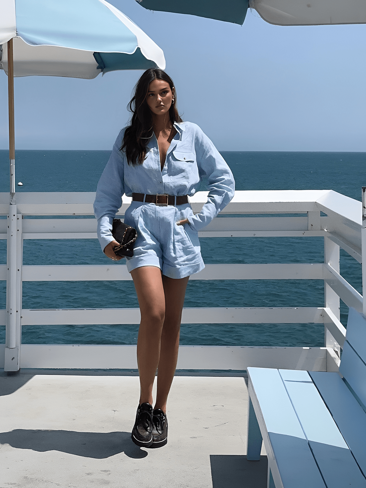 Ensemble Chemise Oversize Et Short Taille Haute Avec Plis Pour Femmes | Idéal Pour Temps Chaud Et Usage Quotidien