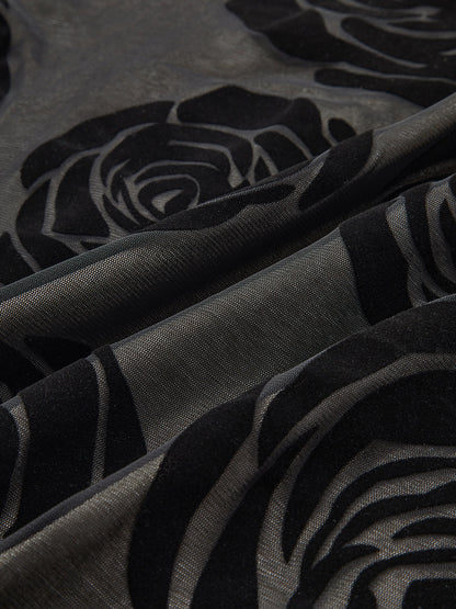 Robe Longue Asymétrique Avec Fleurs Appliquées Pour Femme | Idéale Pour Les Soirées Et Événements