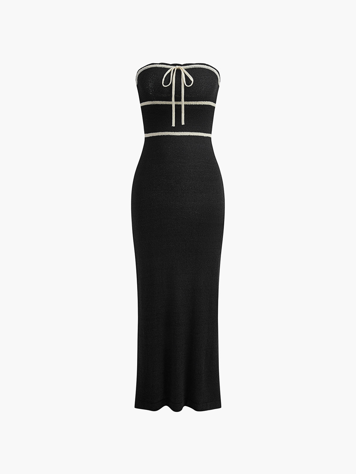 Robe Longue Bustier Avec Lignes Contrastées Pour Femmes | Idéal Pour Soirées Et Événements