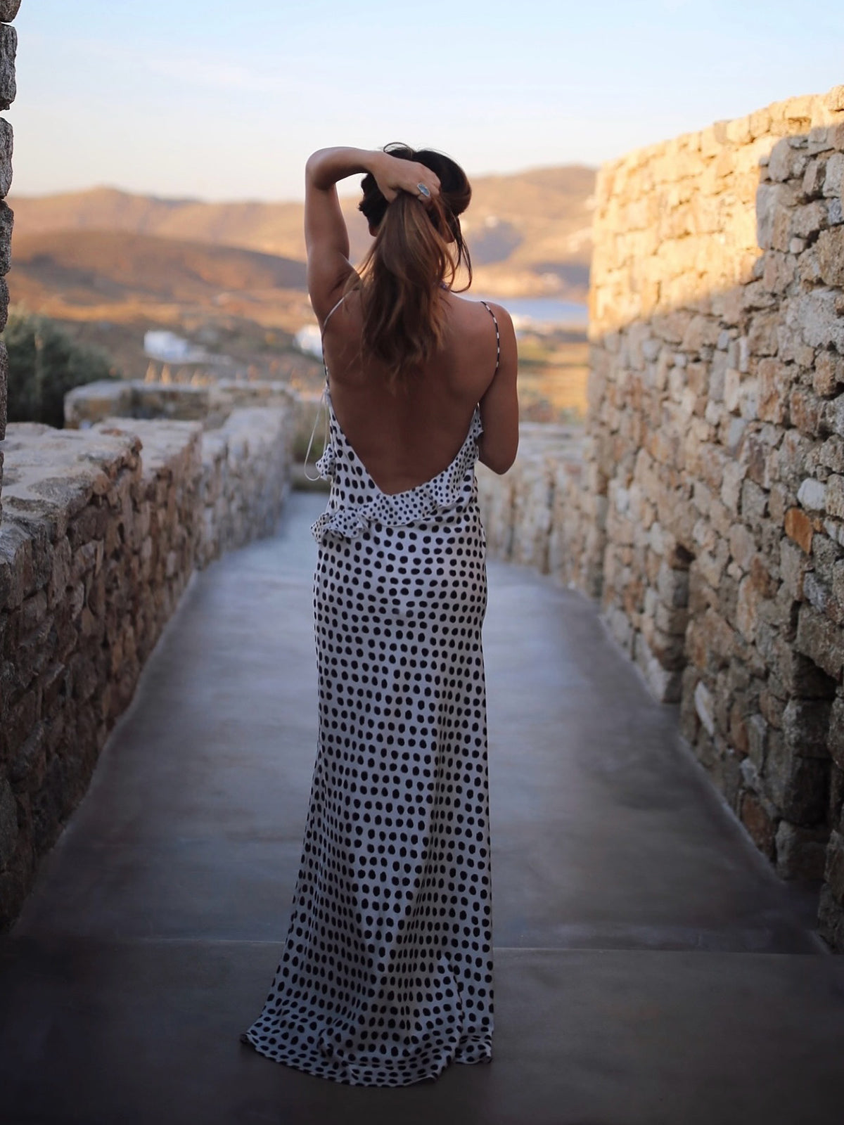 Robe Longue À Pois Avec Dos Ouvert Pour Femmes | Idéale Pour Vacances Et Sorties D’Été