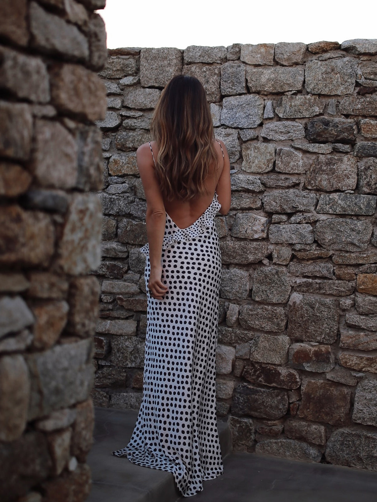 Robe Longue À Pois Avec Dos Ouvert Pour Femmes | Idéale Pour Vacances Et Sorties D’Été