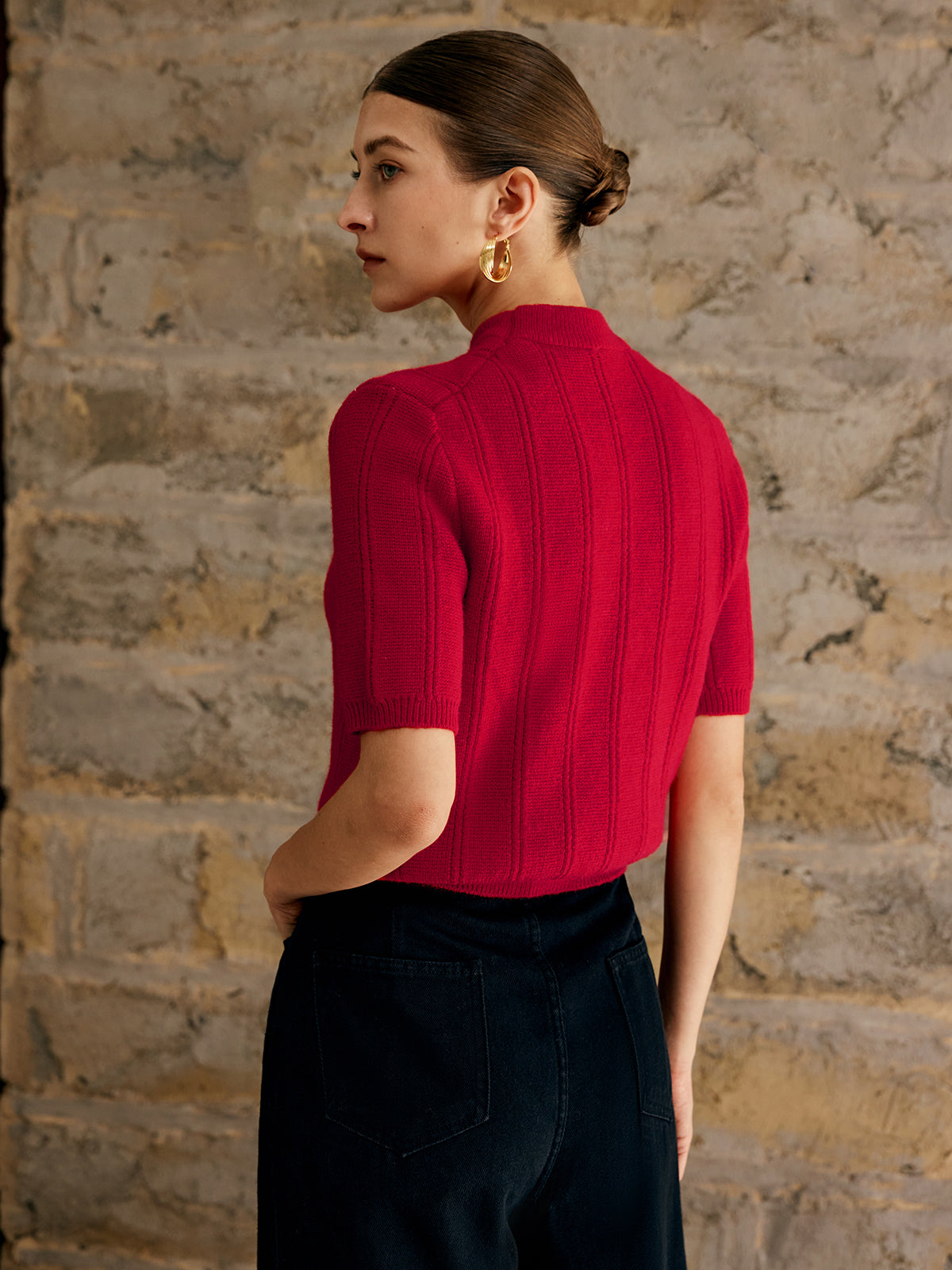 Pull À Manches Courtes Avec Col Montant Pour Femme | Idéal Pour Un Usage Quotidien