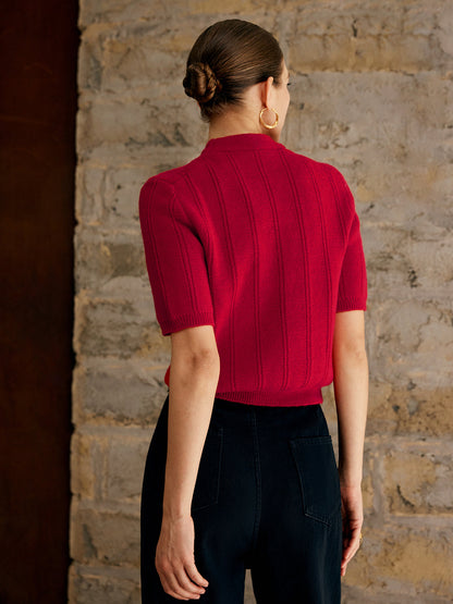 Pull À Manches Courtes Avec Col Montant Pour Femme | Idéal Pour Un Usage Quotidien