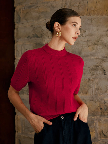 Pull À Manches Courtes Avec Col Montant Pour Femme | Idéal Pour Un Usage Quotidien