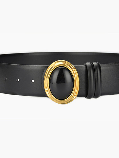 Ceinture Avec Boucle Dorée Ovale Pour Femmes | Idéale Pour Usage Quotidien Et Formel