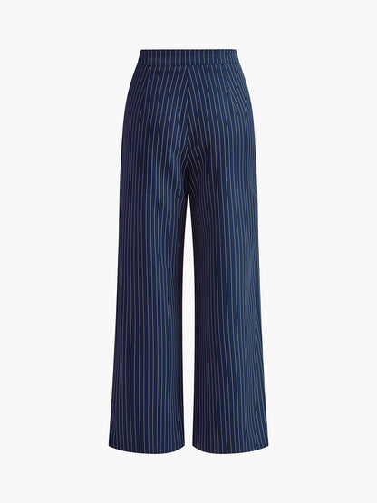 Pantalon à Rayures Fines avec Coupe Droite et Taille Structurée pour Femme | Idéal pour Bureau et Quotidien