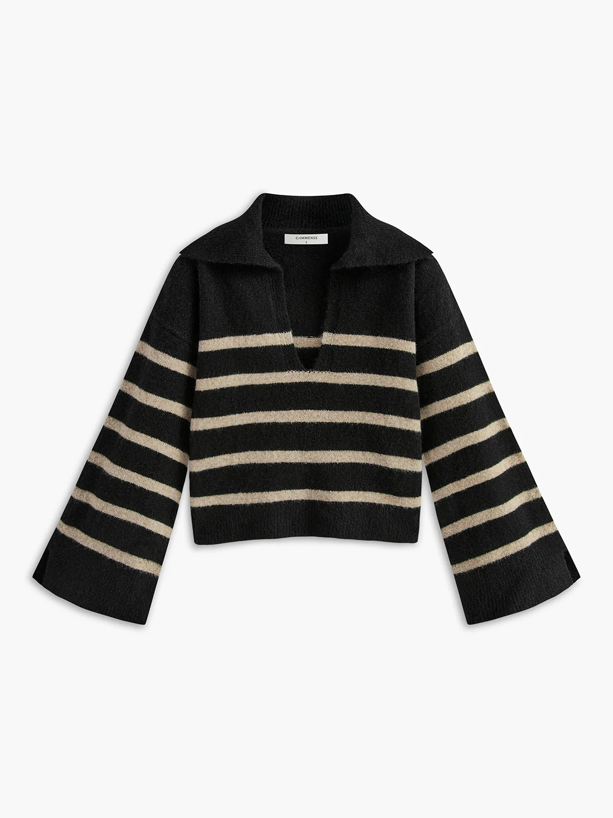 Pull à Capuche avec Rayures Noires pour Femme | Idéal pour la Mi-Saison et l’Hiver