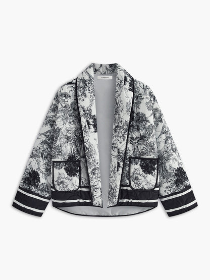 Veste Légère à Imprimé Graphique avec Poches Avant pour Femmes | Idéale pour le Printemps et l’Automne