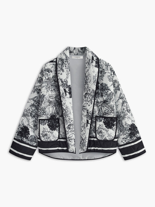 Veste Légère à Imprimé Graphique avec Poches Avant pour Femmes | Idéale pour le Printemps et l’Automne