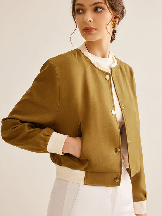 Veste Courte À Fermeture À Pressions Avec Finitions Contrastantes Pour Femme | Idéale Pour La Mi-Saison Et L’Usage Quotidien