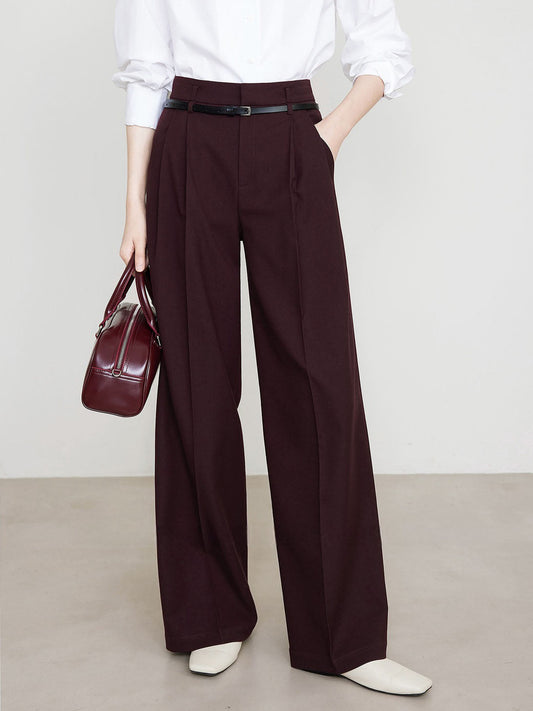 Pantalon Chino Bordeaux à Taille Haute pour Femme | Idéal pour le Travail ou les Sorties