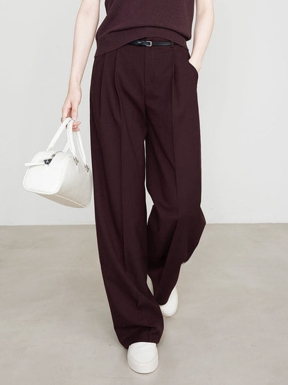 Pantalon Chino Bordeaux à Taille Haute pour Femme | Idéal pour le Travail ou les Sorties