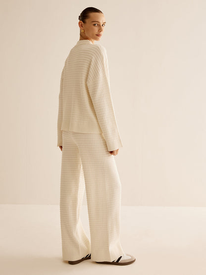 Ensemble Deux Pièces en Maille Gaufrée avec Chemise Boutonnée pour Femme | Idéal pour les Journées Décontractées