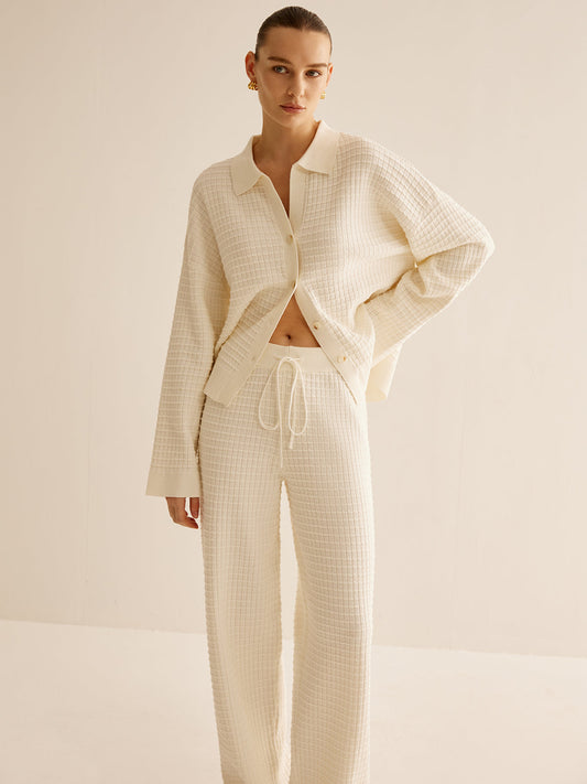 Ensemble Deux Pièces avec Texture Gaufrée pour Femme | Idéal pour les Journées Détente