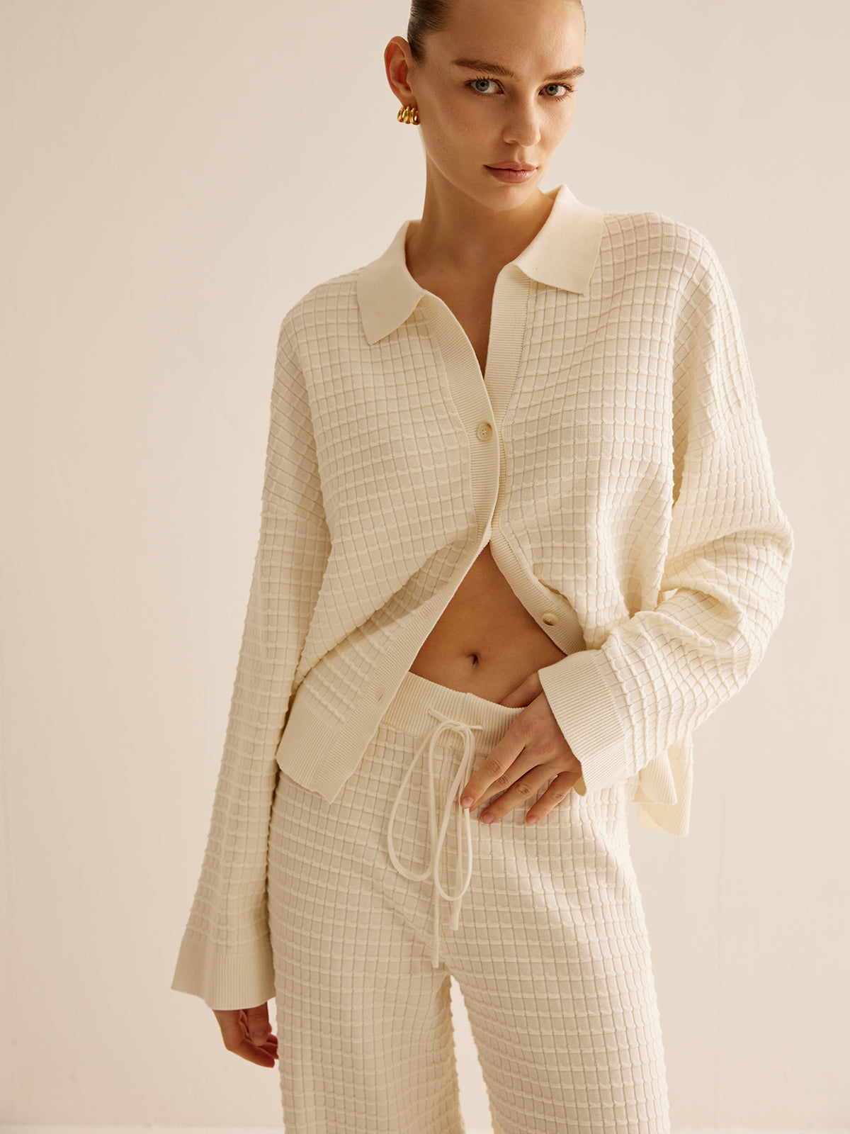 Ensemble Deux Pièces avec Texture Gaufrée pour Femme | Idéal pour les Journées Détente