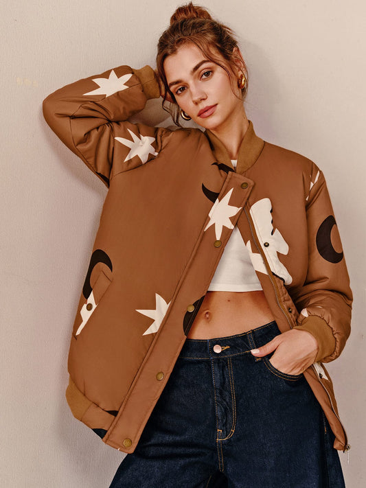 Veste Bomber Oversize À Motifs pour Femme | Idéale pour Un Look Décontracté