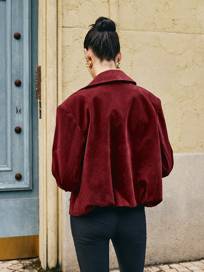 Veste Courte À Effet Velours Avec Fermeture Zippée Pour Femme | Idéale Pour La Mi-Saison Et Les Tenues Urbaines
