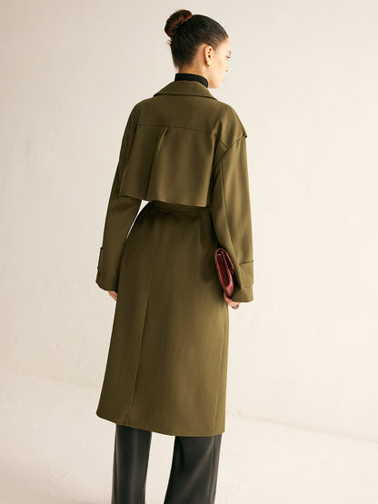 Trench Coat Long Avec Boutonnage Double Pour Femmes | Idéal Pour La Mi-Saison Et Les Tenues Quotidiennes