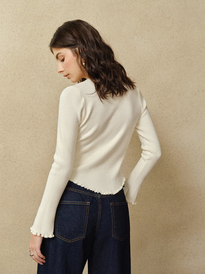 Cardigan Fleur Crochetée | Crème | Élégant et Romantique