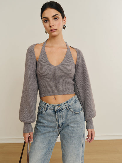 Top Deux-En-Un Avec Crop Top Et Manches Amovibles Pour Femme | Idéal Pour Tenues Décontractées Et Sorties