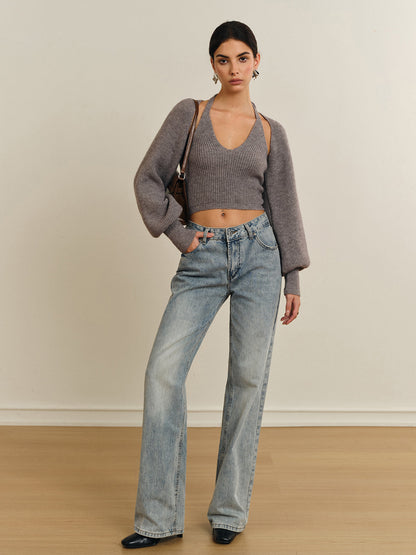 Top Deux-En-Un Avec Crop Top Et Manches Amovibles Pour Femme | Idéal Pour Tenues Décontractées Et Sorties