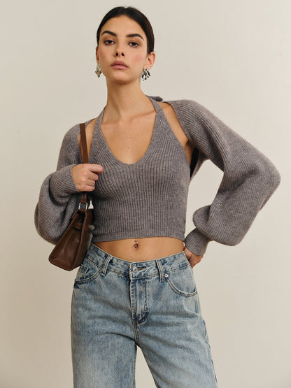 Top Deux-En-Un Avec Crop Top Et Manches Amovibles Pour Femme | Idéal Pour Tenues Décontractées Et Sorties