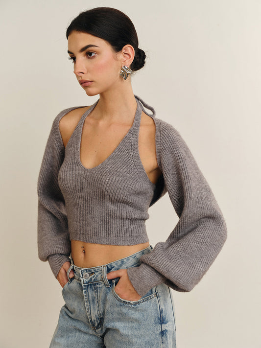 Top Deux-En-Un Avec Crop Top Et Manches Amovibles Pour Femme | Idéal Pour Tenues Décontractées Et Sorties