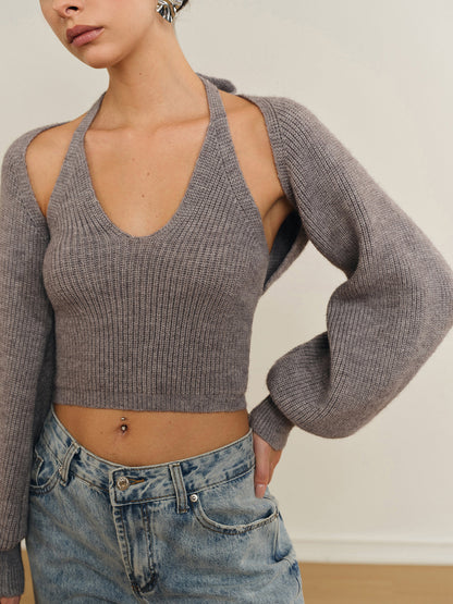 Top Deux-En-Un Avec Crop Top Et Manches Amovibles Pour Femme | Idéal Pour Tenues Décontractées Et Sorties