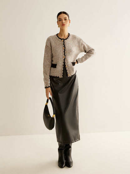 Cardigan En Tweed Avec Boutons Dorés Pour Femmes | Idéal Pour Tenues De Mi-Saison