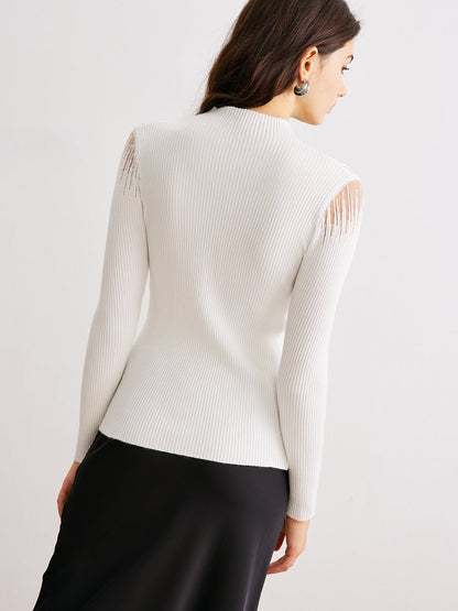 Haut À Col Montant Avec Tulle Et Détails Décoratifs Pour Femme | Idéal Pour Les Soirées Et Événements