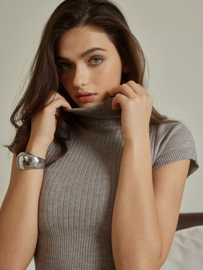Crop Top Avec Col Montant Et Maille Côtelée Pour Femme | Idéal Pour Superposition Et Usage Quotidien