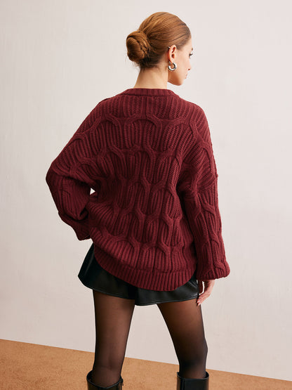 Ensemble avec Pull Oversize En Maille Et Jupe Structurée pour Femmes | Idéal pour L’Automne Et L’Hiver