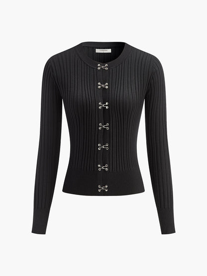 Cardigan Ajusté Avec Fermetures Métalliques Pour Femmes | Idéal Pour Superposition
